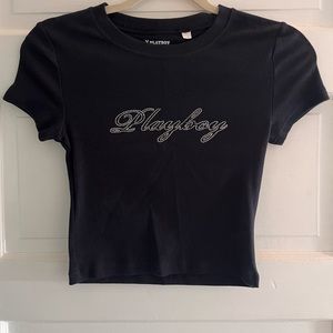 Y2K Pacsun X Playboy glitzy cropped tee